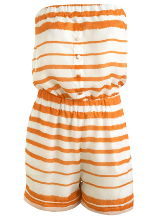 Orange-Stripped Romper for the Beach Babe