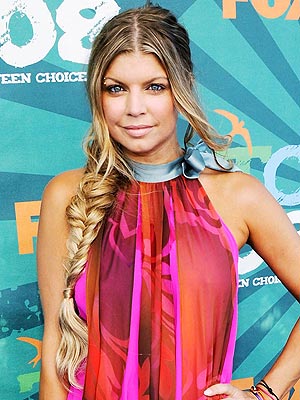  Style Straight Hair on Fergie Wearing A Side Fishtail Braid