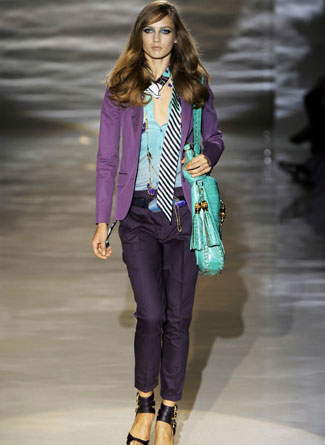 Gucci purple and teal ensemble