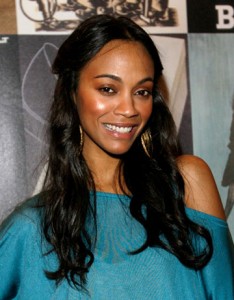 Zoe Saldana half-up half-down hair