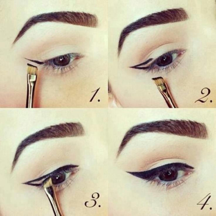 create cat eye to make your face thinner