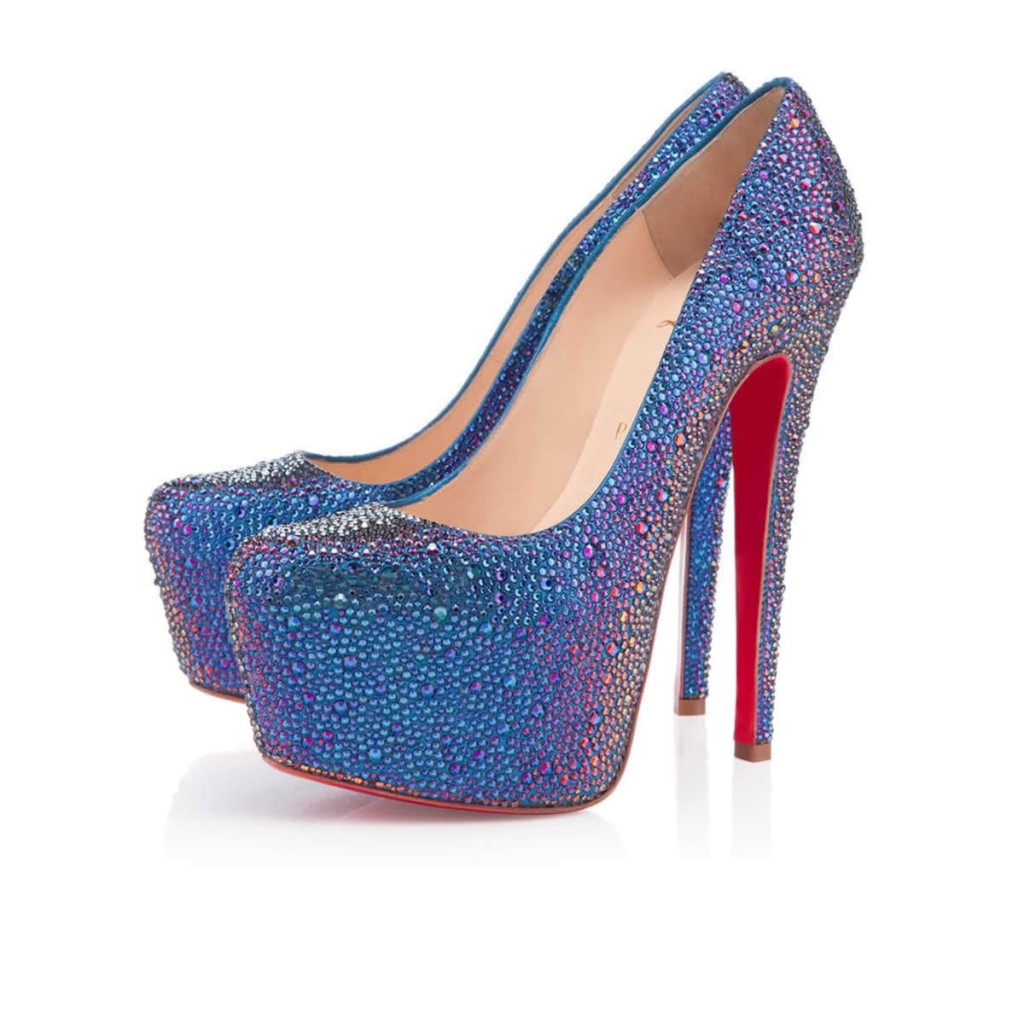 christian louboutin blue rhinestone pumps