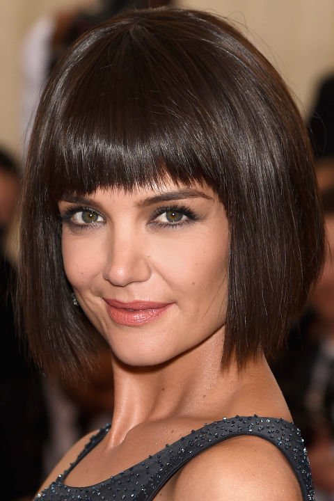 katie holmes straight bangs and bob summer haircuts