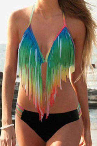 gradient fringe bikini