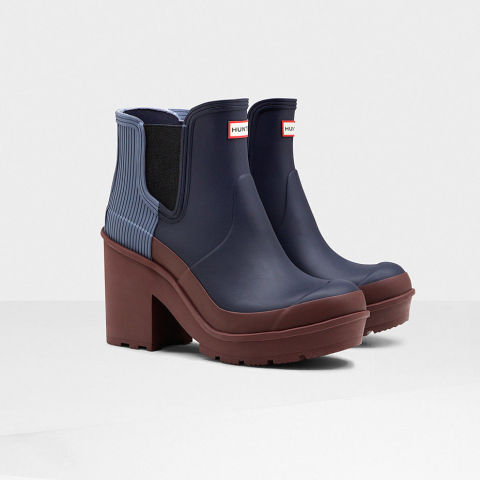 Hunter Original Ribbed Back Block Heel Chelsea Boots 225