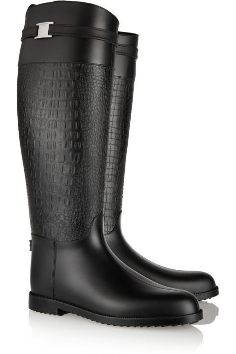 Michael Kors Collection Miranda Croc-Effect Rubber Rain Boots 295