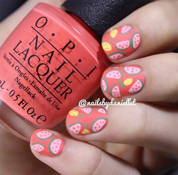 watermelon nail designs for short nails