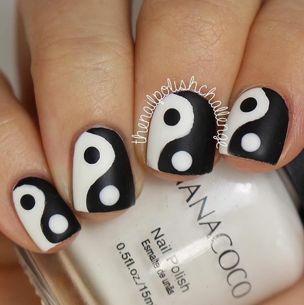 yin yang nail designs for short nails