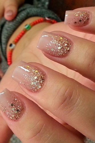 light pink and gold nails