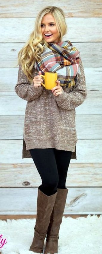 oversized sweater and scarf