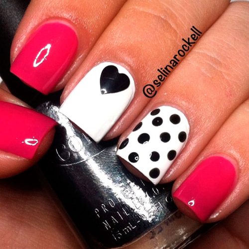 pink heart nails