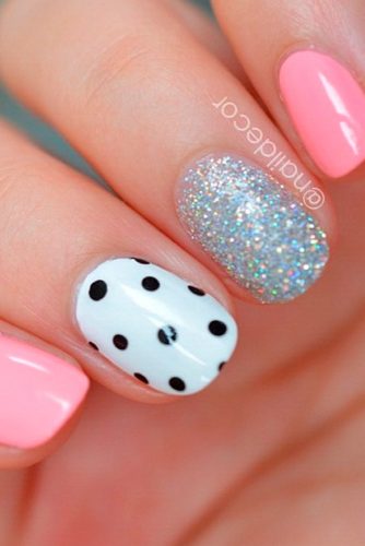 pink polka dota nails