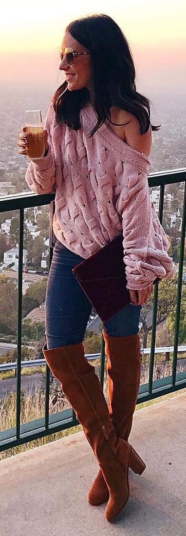 pink slouchy sweater