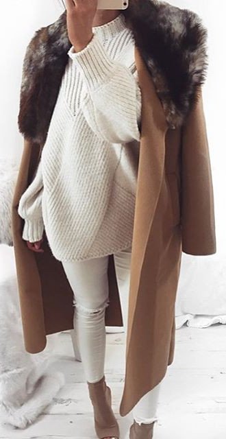 slouchy sweater and long coat