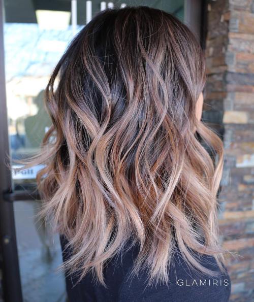 caramel balayage shag