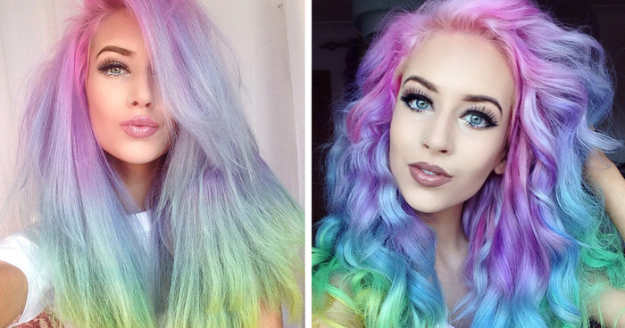 cotton candy rainbow hair