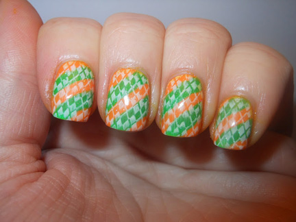 green and orange nails