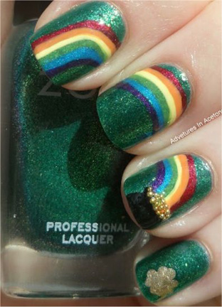 green rainbow nails