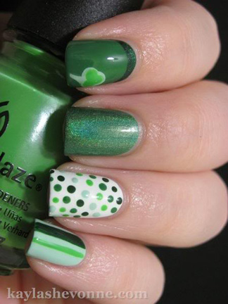 green st pattys day nails