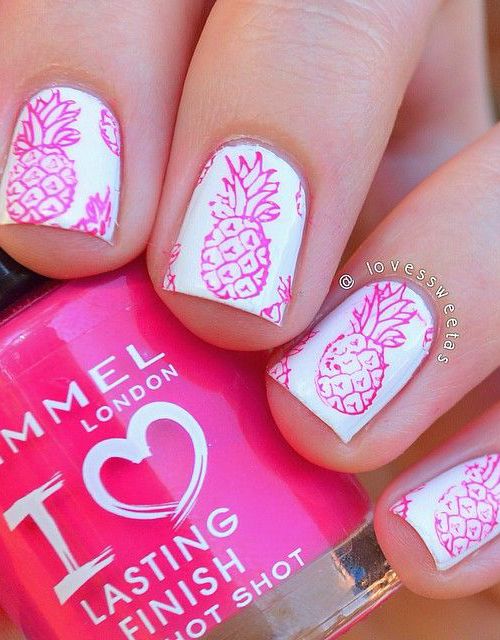 pink pineapple nails