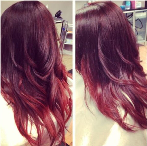 red ombre balayage
