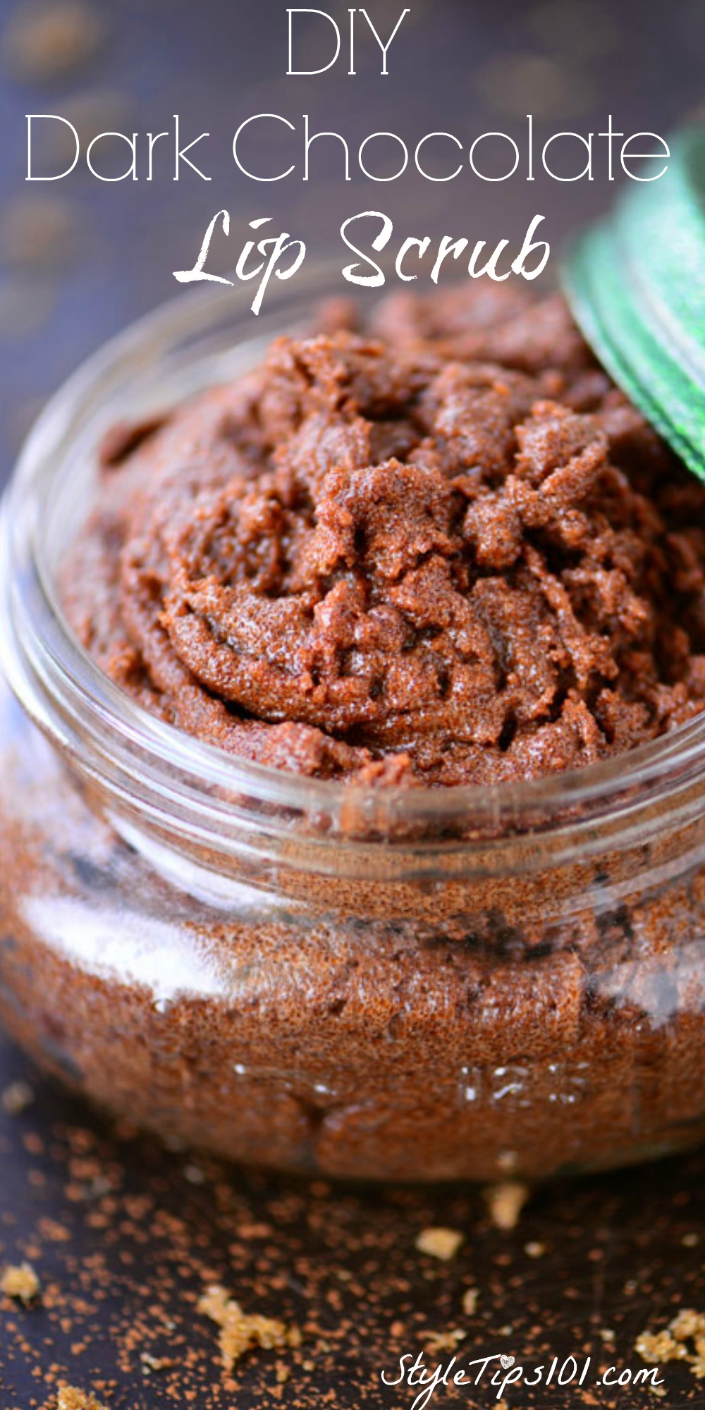 homemade dark chocolate lip scrub