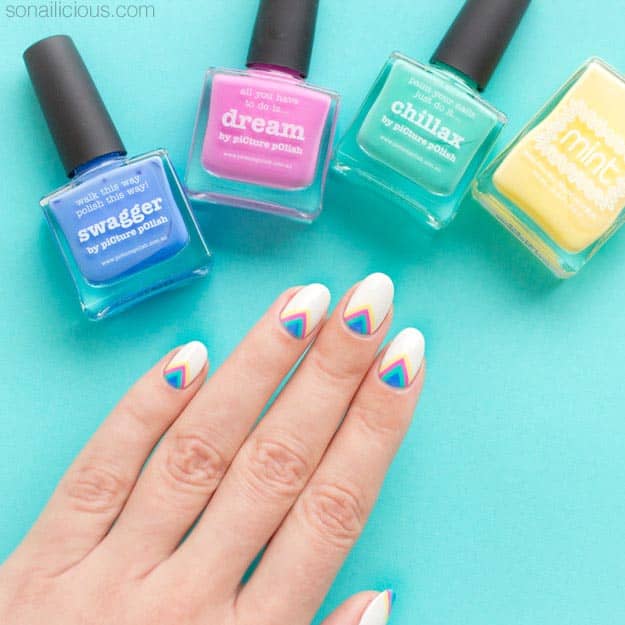 rainbow chevron spring nail colors