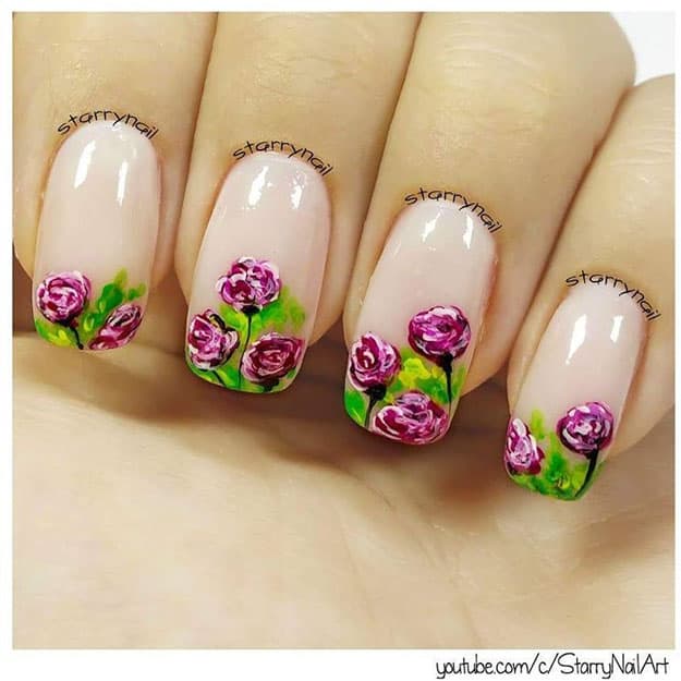 vintage roses nails