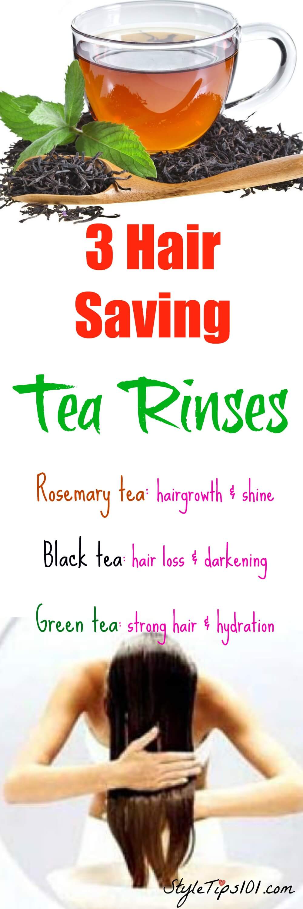 Tea hair rinses