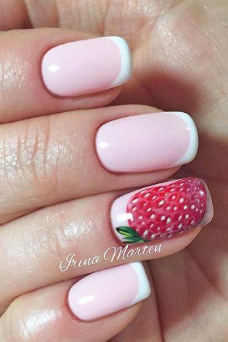 strawberry accent nails