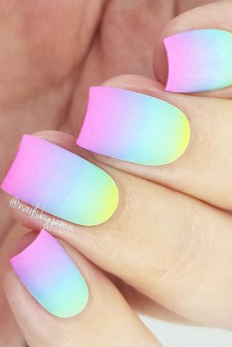 neon gradient nail design