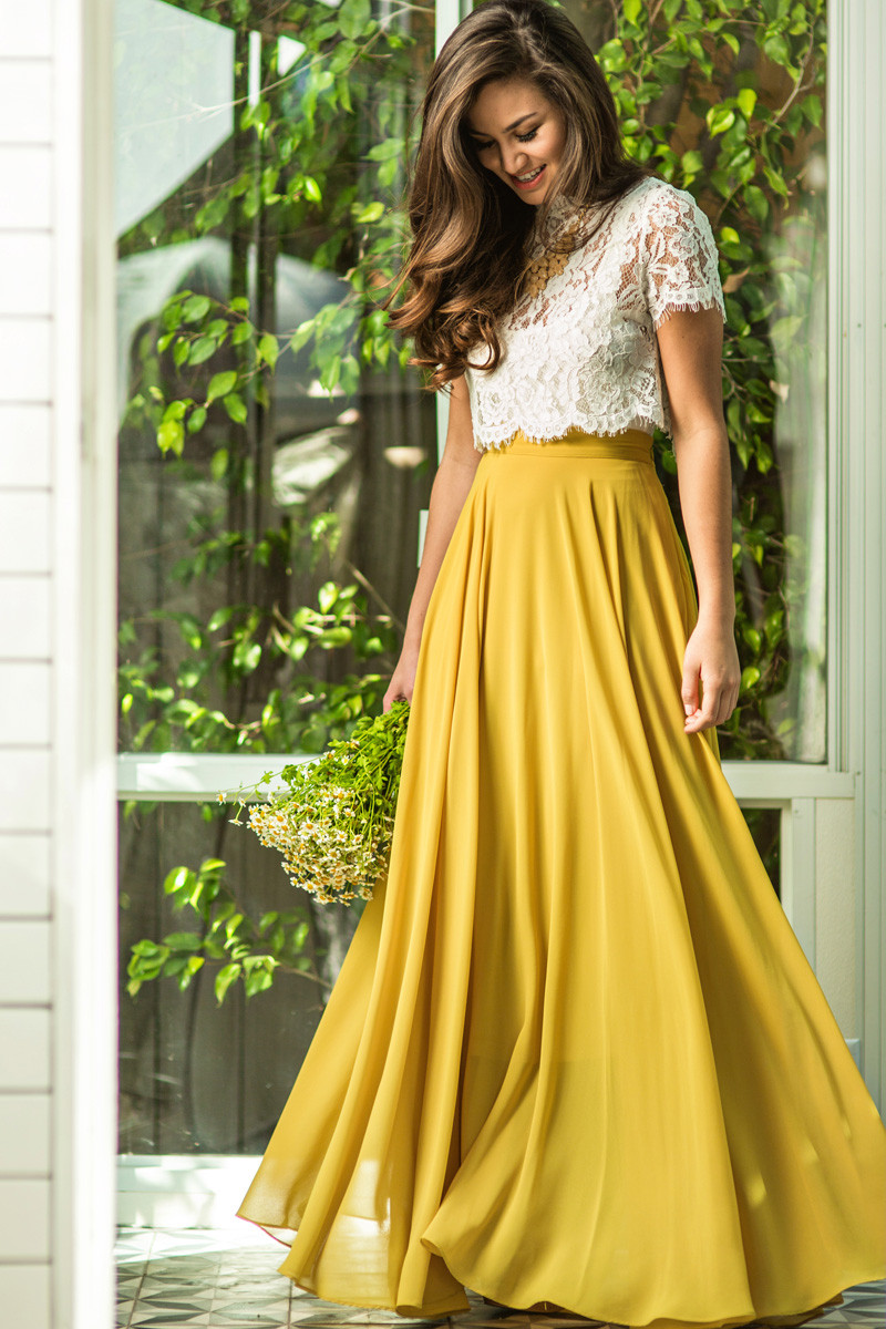 mustard yellow maxi skirt