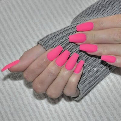 matte hot pink nails
