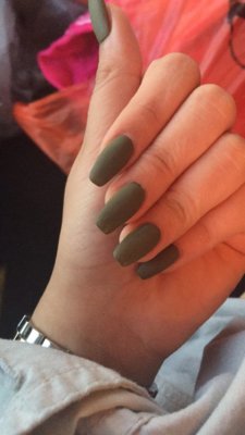 olive green nail design