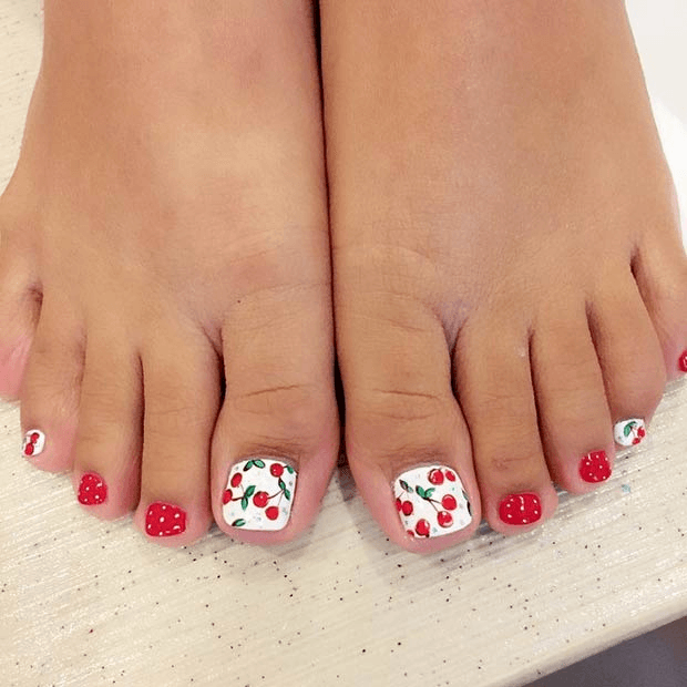Cherry Toe Nail Design