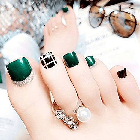 Emerald Green Toe Nail Design
