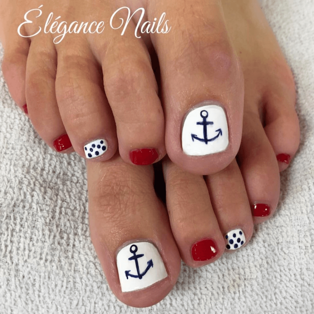 Nautical Toe Nail Design