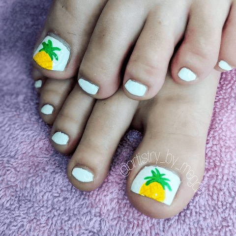 Pineapple Toe Nail Design