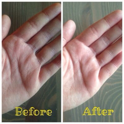 before and after dry hands