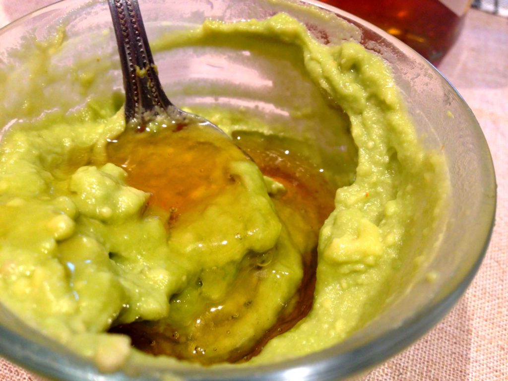 mashed avocado and honey