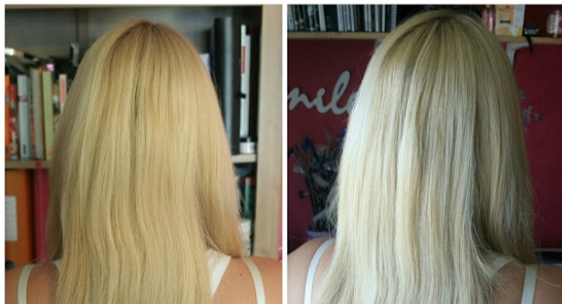 before and after hair lightening