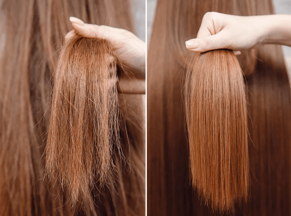 before and after dry hair