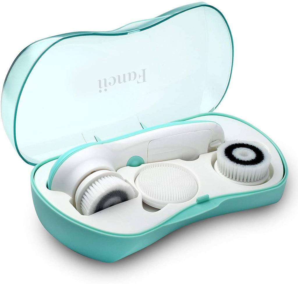 Fancii Waterproof Facial Cleansing Spin Brush Set with 3 Exfoliating Brush Heads